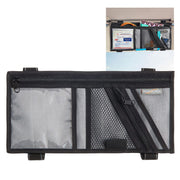 High Road front view of visor organizer showing multiple pockets and neat storage