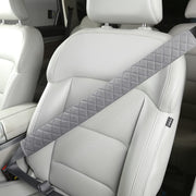 HighnessHwoo front view of gray seatbelt cover showing full length and color benefit
