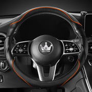 HighnessHwoo front view of orange steering wheel cover showing sporty style and a neat fit