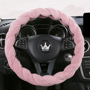 HighnessHwoo front view of pink steering cover showing stylish fit and warmth