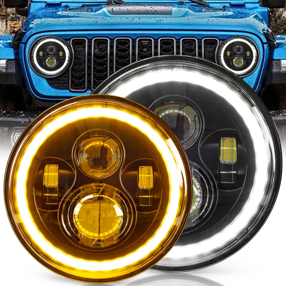 HILLSKING front view 7-inch H6024 headlight showing clean bezel and lens, improves appearance