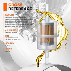 Hipa side profile of an inline fuel filter highlighting compact shape and easy hose routing benefits