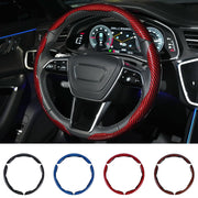 Hiseanllo front view of red steering wheel cover showing sporty finish and easy upgrade