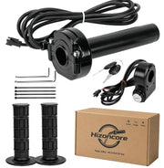 Hizoncore front assembly showing full-twist throttle and grip, durable control