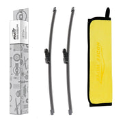 HODEE rear wiper blade front packaging showing fitment and included towel benefit