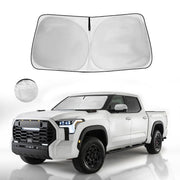 HOHUIGO front fit on Tundra windshield showing precise coverage and sun protection
