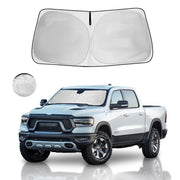 HOHUIGO front view of shade packaging showing fit for Dodge RAM and protection benefit