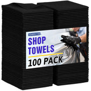 HOMERHYME front packaging showing 100 black microfiber cloths and bulk value