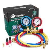Hongsen front view of manifold showing compact brass body and fittings for durable use