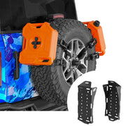 Hooke Road front view of mount attached to spare tire showing secure storage benefit