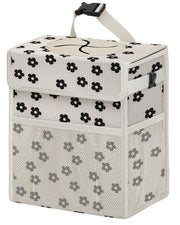 HORJONES front view of corduroy car trash can showing lid and stylish design for tidy cabin