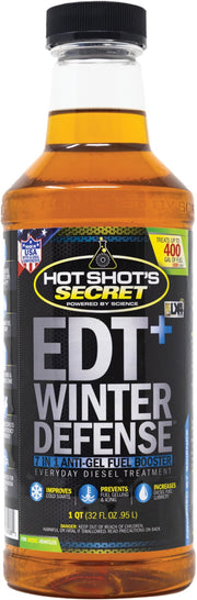 Hot Shot's Secret front packaging showing 32 oz bottle and winter label benefit