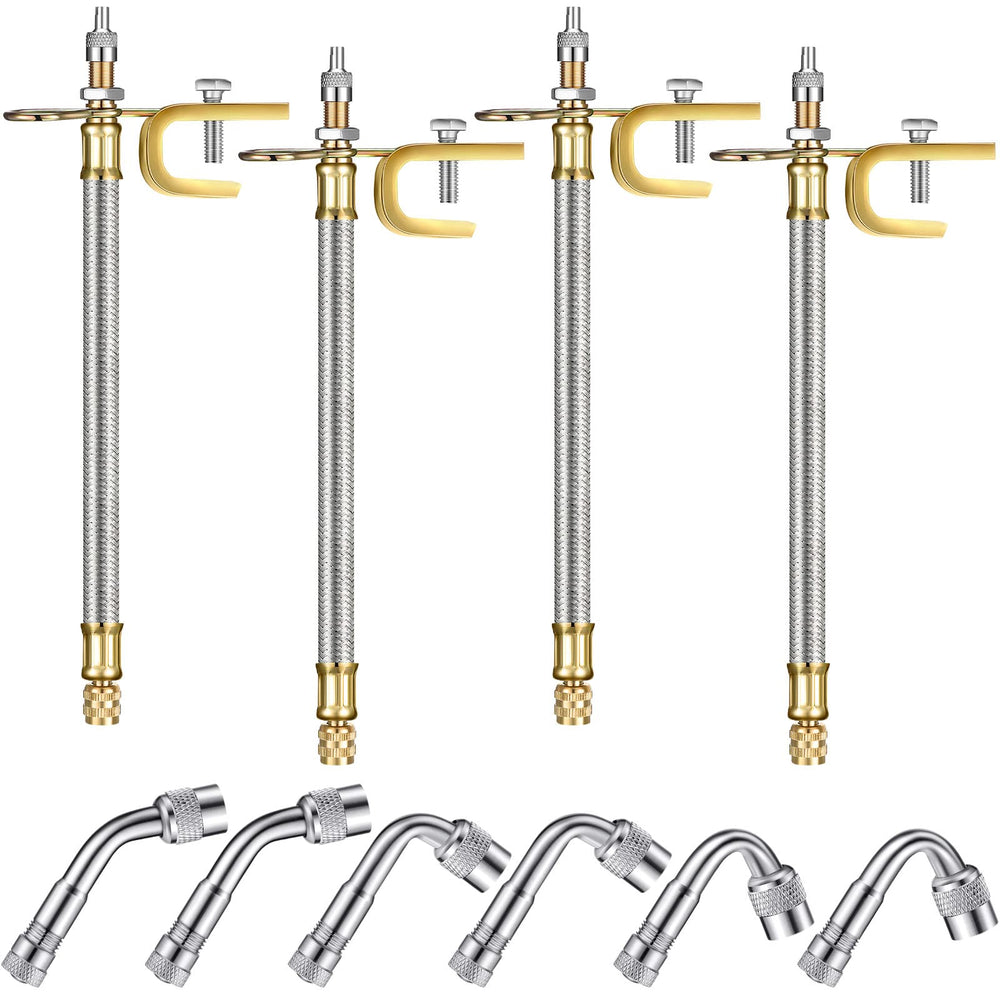 Hotop kit front view showing braided hoses and brass extenders for easy inflation