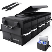 HOTOR trunk organizer front view showing compartments and handles for organized storage