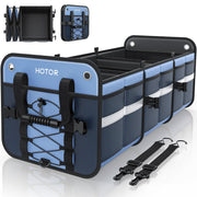 HOTOR trunk organizer front view showing compartments and tidy storage benefit
