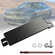 HOTUFELG front plate mounted on Dodge Charger showing theft protection benefit