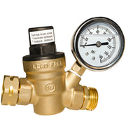 Hourleey front view regulator showing gauge and adjustment screw, protecting RV plumbing