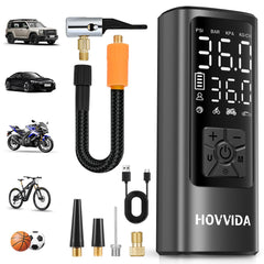 HOVVIDA front view showing compact body and digital gauge for quick inflation