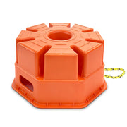HOXWELL front view of orange jack block showing stable base benefit