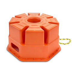 HOXWELL front view of orange jack block showing stable base benefit