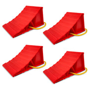 HOXWELL front view showing bright red wheel chock and benefits of visibility