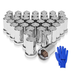 HQALTY front view of 40-piece lug nut cover kit showing contents and packaging, enhances wheel protection