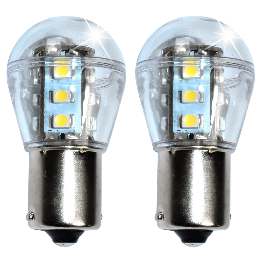 HQRP front packaging showing BA15S LED bulbs and 2-pack convenience