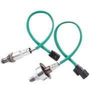 HTMXJA packaged 2pcs O2 sensors showing included parts and benefits