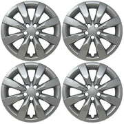HubStar front view of four 16-inch silver hubcaps showing complete replacement set benefit