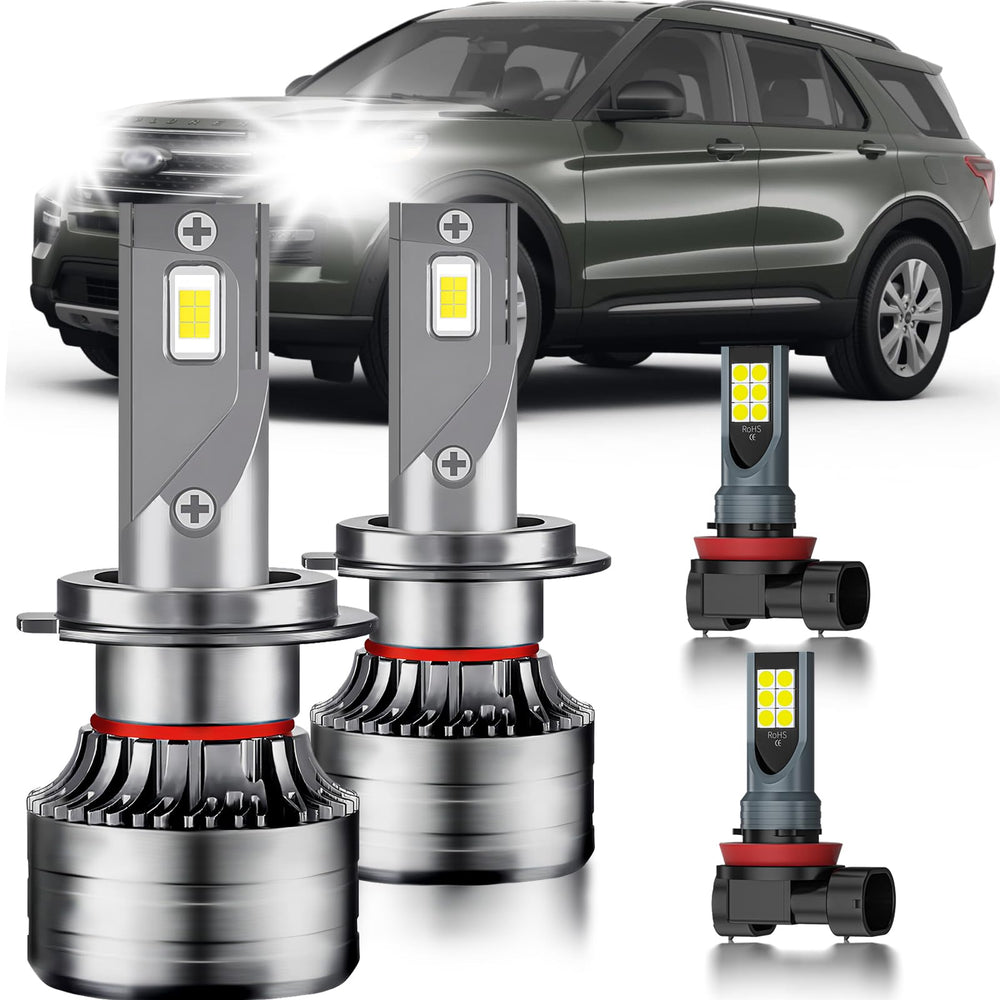 HUOKEDS front packaging showing four-bulb kit and clear upgrade benefits