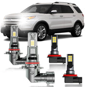 HUOKEDS front packaging showing bulb kit and benefits for Ford Explorer visibility