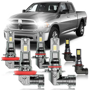 HUOKEDS front view of bulb kit packaging showing contents and fitment benefit