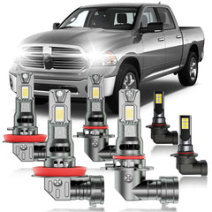 HUOKEDS front view of bulb kit packaging showing contents and fitment benefit