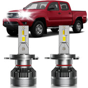 HUOKEDS front packaging showing H4 bulbs and fitment for Tacoma