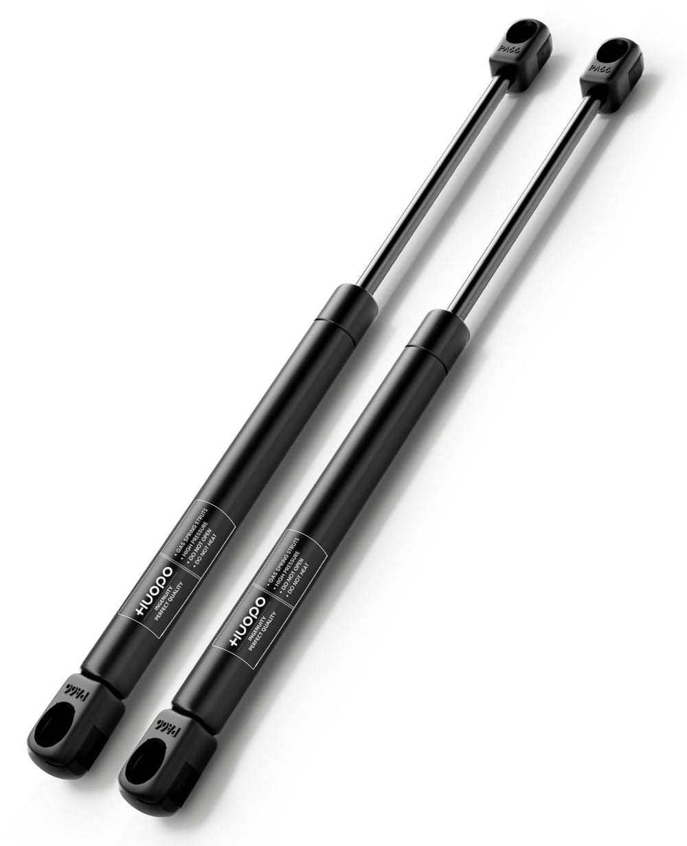 HUOPO 14-inch gas struts front view showing both struts and fitment benefits