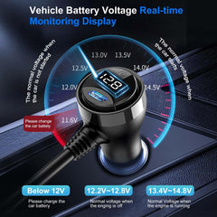 HURMAI close-up LED voltage display offering real-time battery monitoring benefit
