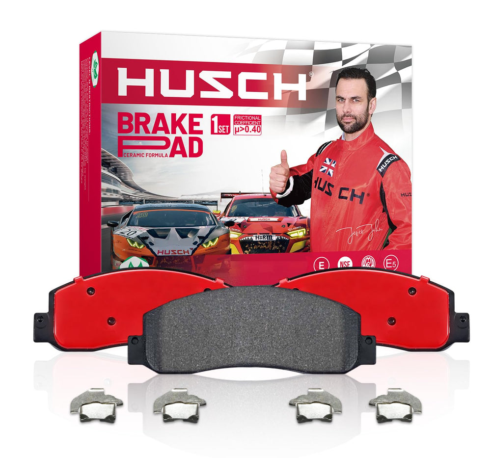HUSCH rear brake pads front view showing exact fit and replacement benefit