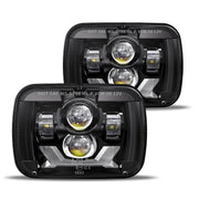 HWSTAR front view of 5x7 LED headlights showing clean beam face and durability benefit