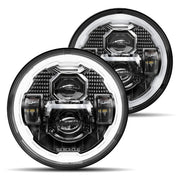 HWSTAR front view of 7-inch H6024 headlight showing clear lens and halo for modern upgrade
