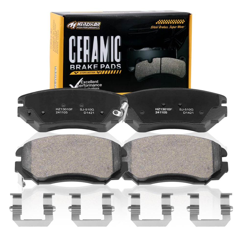 HYFTJYZ front brake pad packaging view showing brand and easy fit benefits