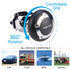 Hypersonic mounted on steering wheel demonstrating secure universal clamp fit