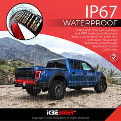 ICBEAMER installed on pickup tailgate demonstrating full-width lighting upgrade for visibility