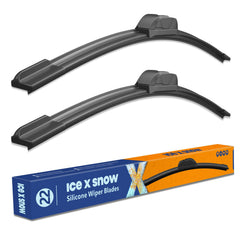 icexsnow front packaging showing 2-pack 22-inch blades and quick install benefit