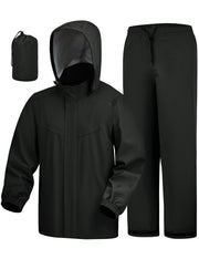 iCreek rain suit front view showing full coverage and pockets for protection