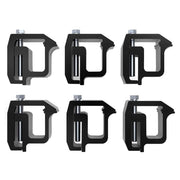 iFJF front view of six black clamps showing kit and neat finish benefit