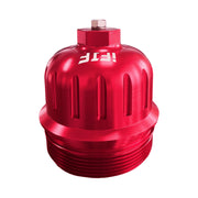 iFJF red fuel filter cap front view showing durable finish and fit benefit