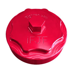 iFJF red cap front view showing durable CNC finish and bolt fit