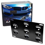 iJDMTOY front bracket mounted on BMW showing clean off-center look