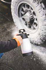 IK FOAM Pro 2+ nozzle and three foam mixers displayed for adjustable foam types