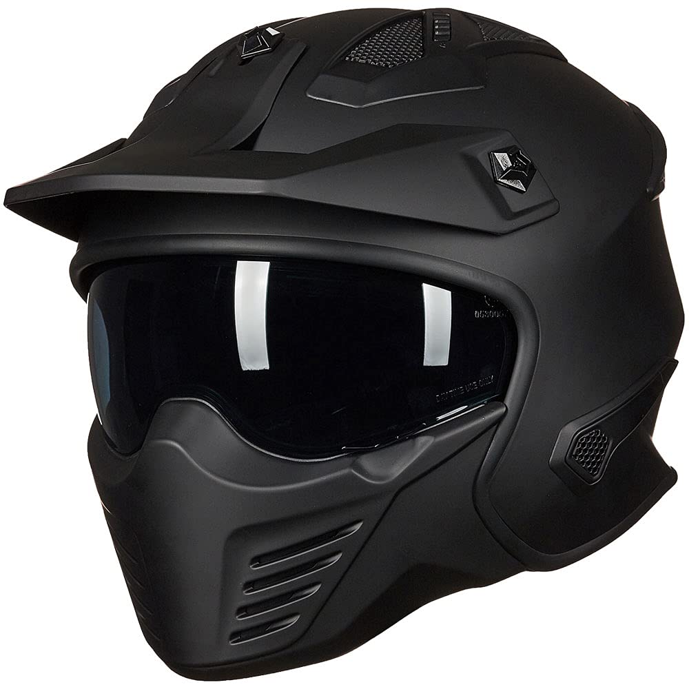 ILM 726X front view matte black showing full face protection and style